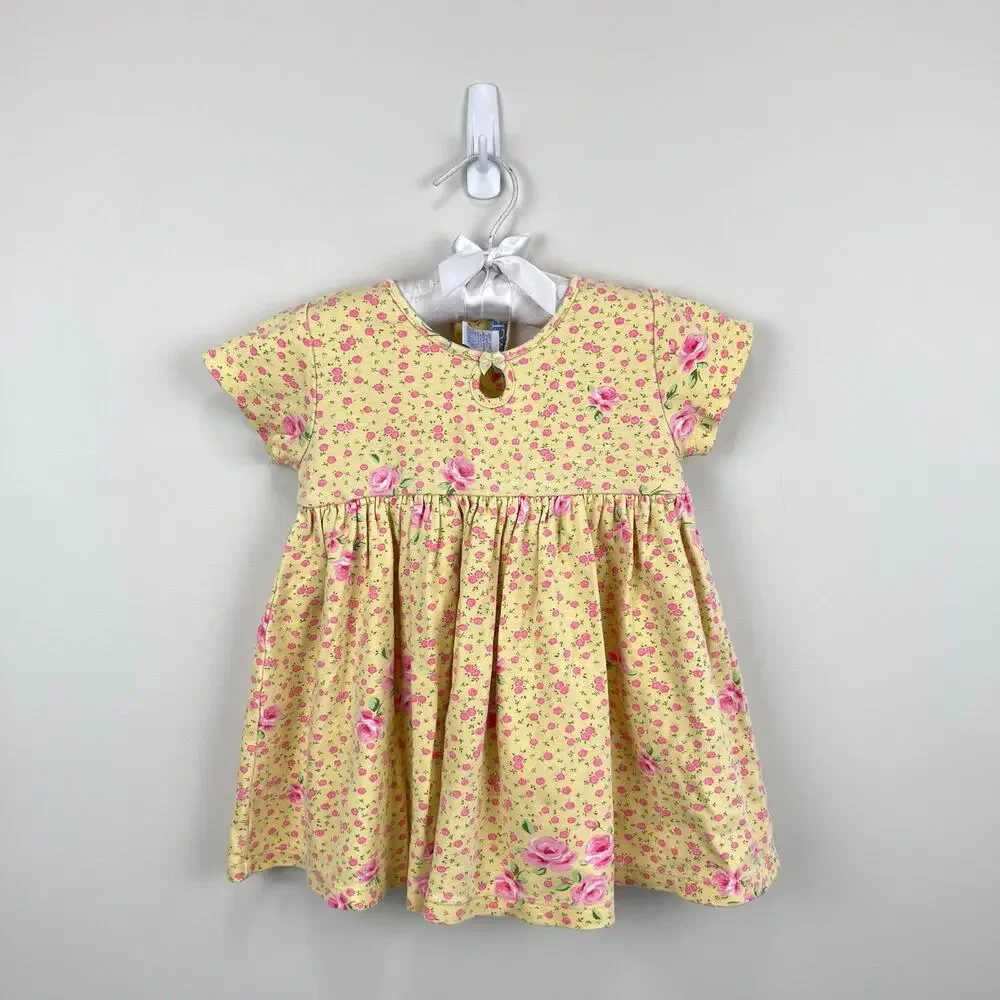 Vintage Y2K The Children's Place Yellow Pink Floral Dress 36 Months 3T